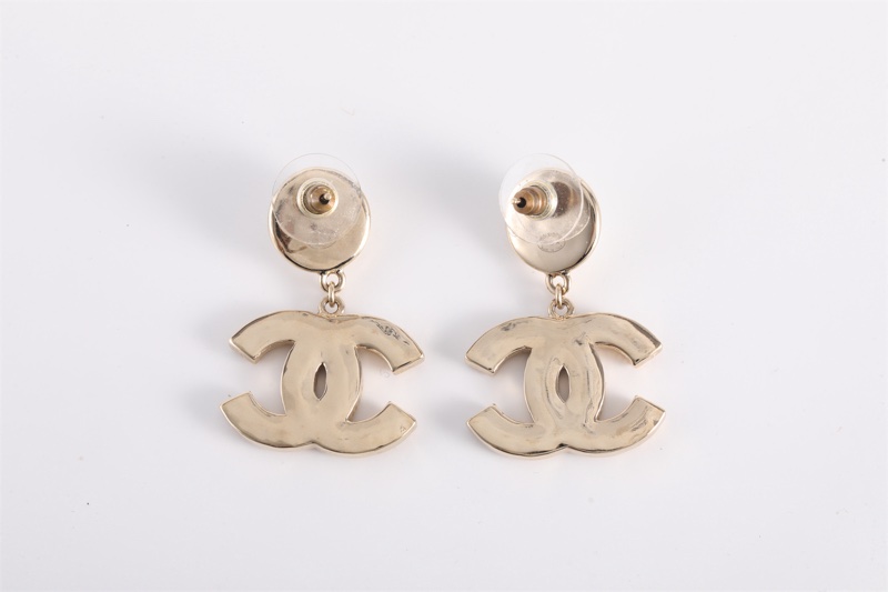 CHANEL(香奈兒) 合金 22A 琺瑯雙C logo 珍珠耳環耳釘-3