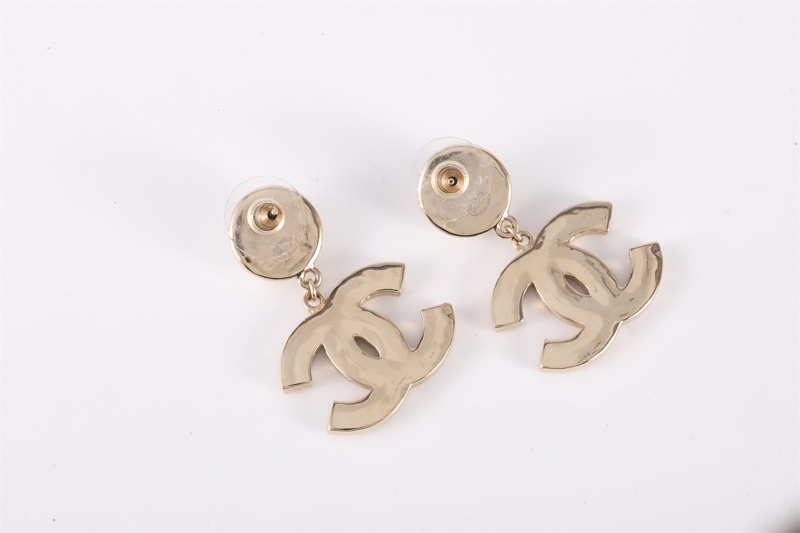 CHANEL(香奈兒) 合金 22A 琺瑯雙C logo 珍珠耳環耳釘-4