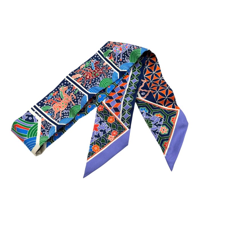 【美收精品】HERMES Twilly絲巾 ／彩色 B-589【隔月月中將轉賣至日本 上架期限30天】-0