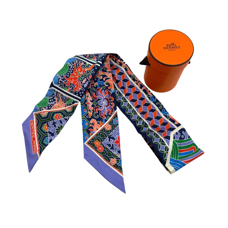 【美收精品】HERMES Twilly絲巾 ／彩色 B-589【隔月月中將轉賣至日本 上架期限30天】-10