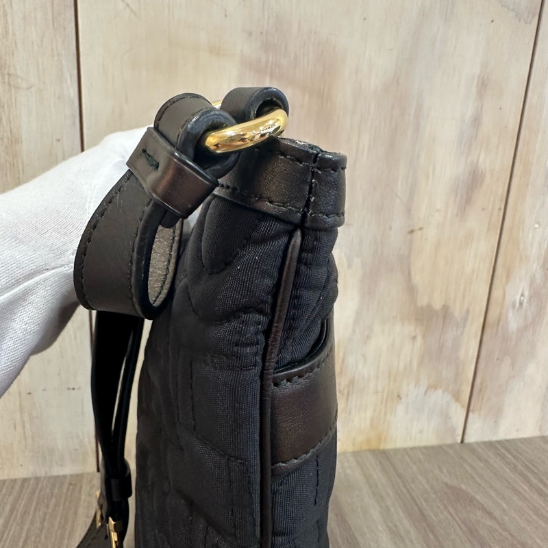 Ferragamo 黑尼龍拼皮革斜背背 郵差包-6