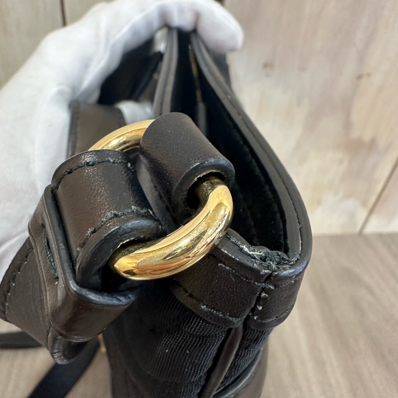 Ferragamo 黑尼龍拼皮革斜背背 郵差包-7