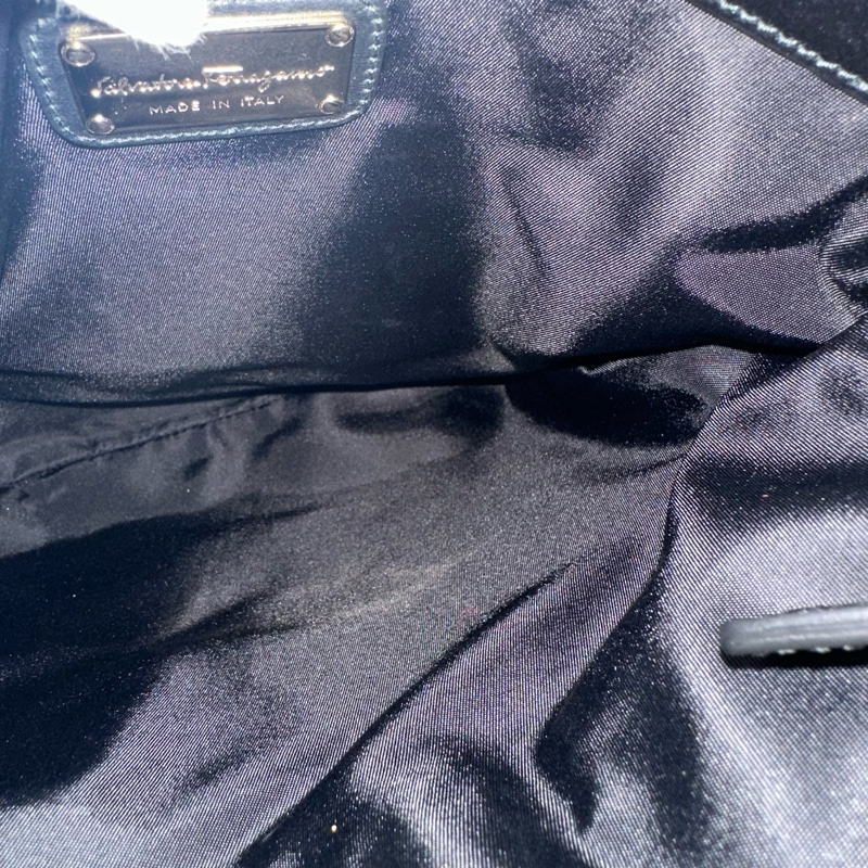 Ferragamo 黑尼龍拼皮革斜背背 郵差包-35