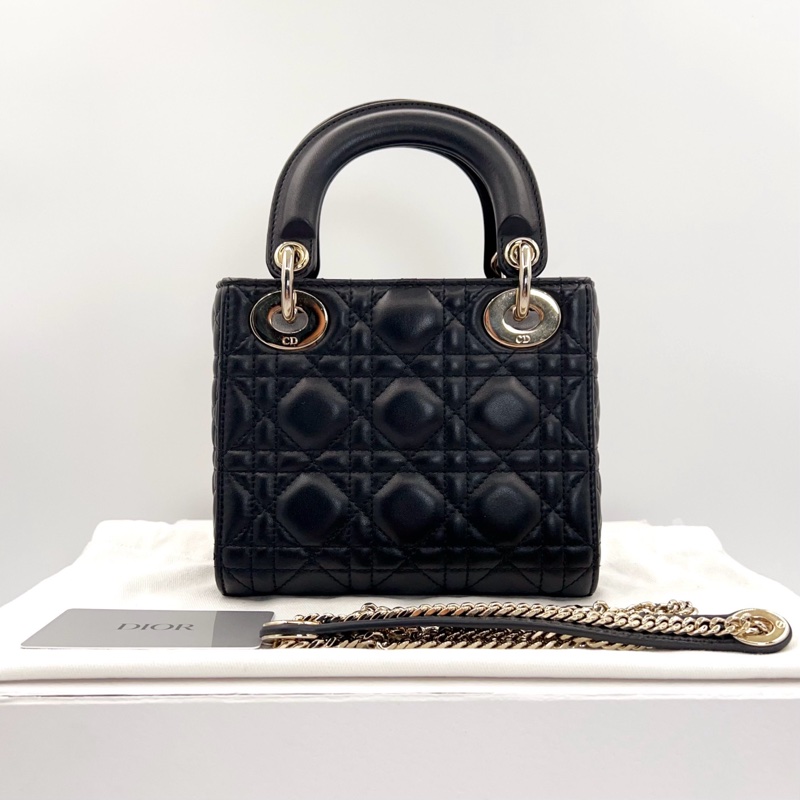 Dior三格戴妃 黑金 23年编码 附件:盒子,尘袋,肩带,身份卡 尺寸約:17*14cm-1