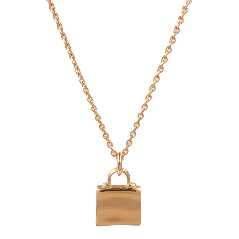 HERMES 18K玫瑰金Amulettes Kelly pendant鑽石項鍊-1