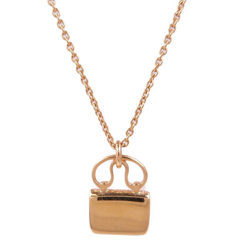 HERMES 18K玫瑰金Amulettes Constance Pendant鑽石項鍊-1