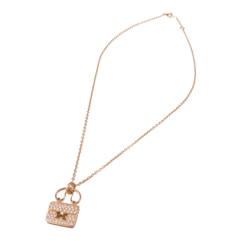 HERMES 18K玫瑰金Amulettes Constance Pendant鑽石項鍊-2