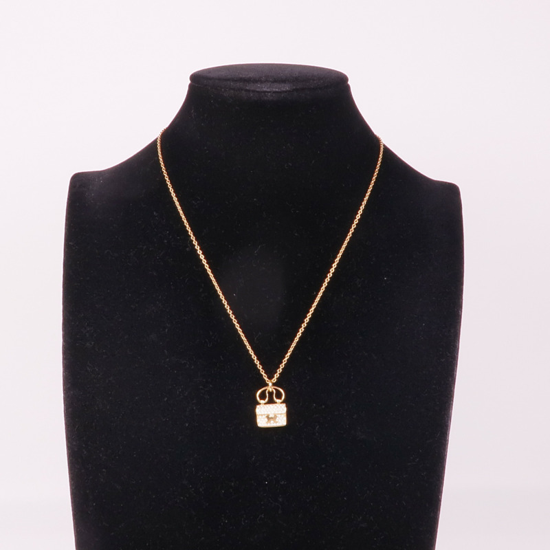 HERMES 18K玫瑰金Amulettes Constance Pendant鑽石項鍊-6