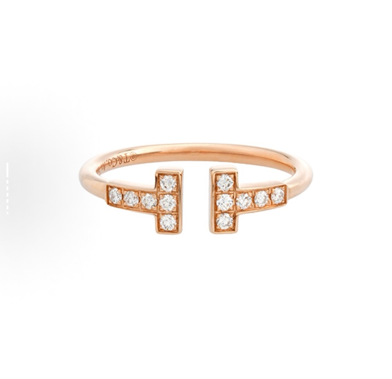 TIFFANY & CO.蒂芙尼 T系列 鑲鑽線圈 可調節 18K玫瑰金 戒指-2