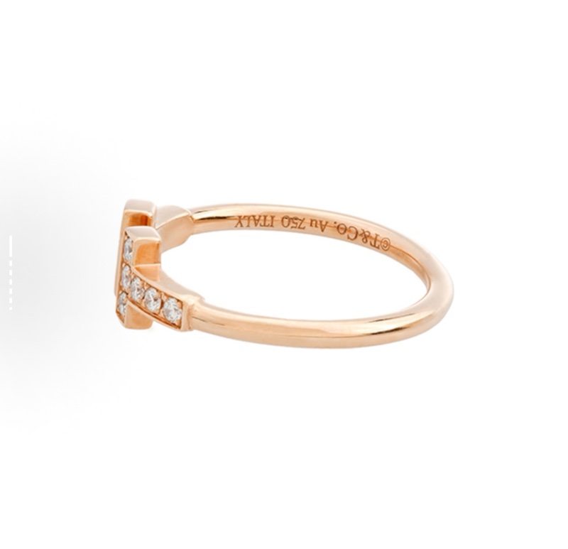 TIFFANY & CO.蒂芙尼 T系列 鑲鑽線圈 可調節 18K玫瑰金 戒指-3