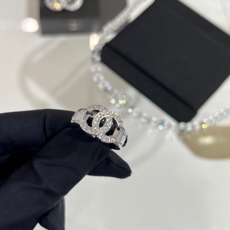 CHANEL香奈兒 銀色金屬戒指-4