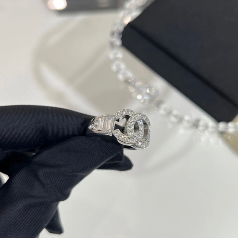 CHANEL香奈兒 銀色金屬戒指-5