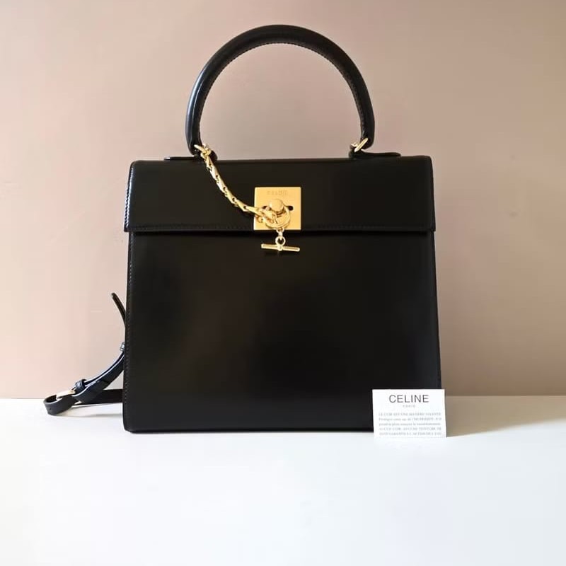 絕版中古包 Celine 黑色凱莉鏈子包 斜背包 側背包 單肩包 皮革包-0