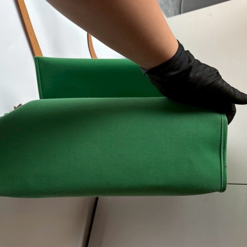 Hermes 銀釦綠布herbag 31-10