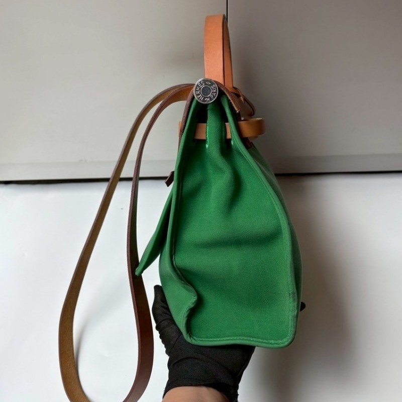 Hermes 銀釦綠布herbag 31-13
