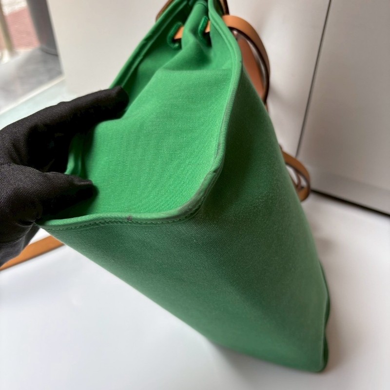 Hermes 銀釦綠布herbag 31-14