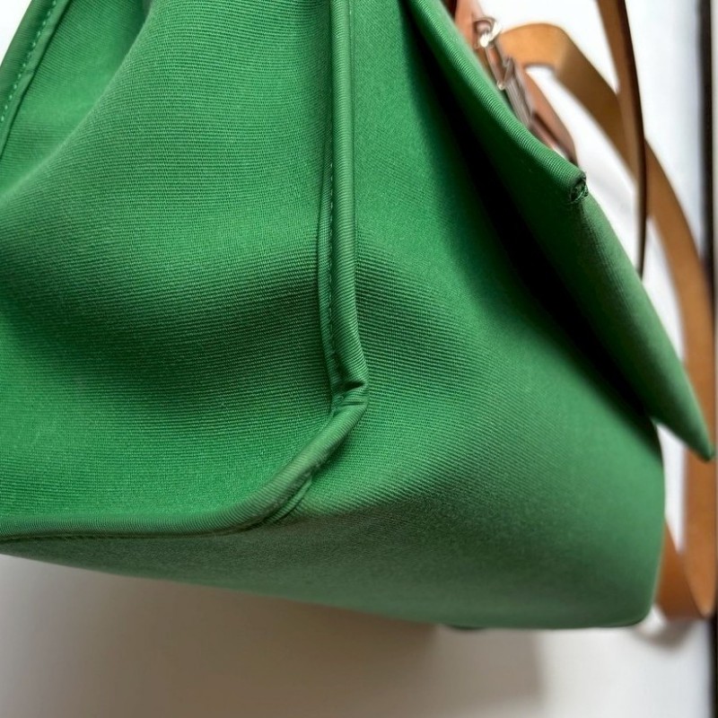 Hermes 銀釦綠布herbag 31-15