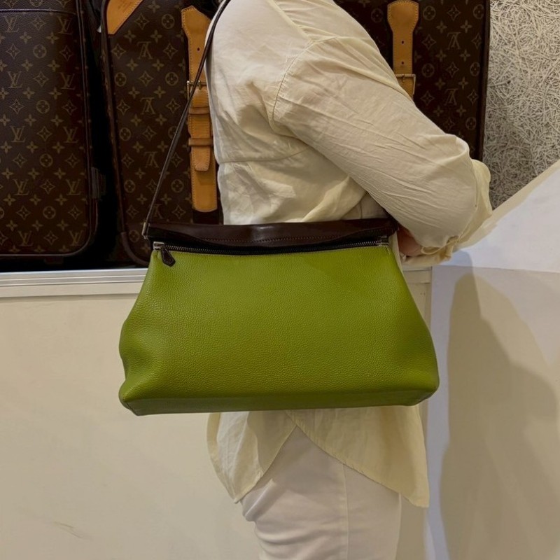 Hermes 咖把綠皮肩側包-2