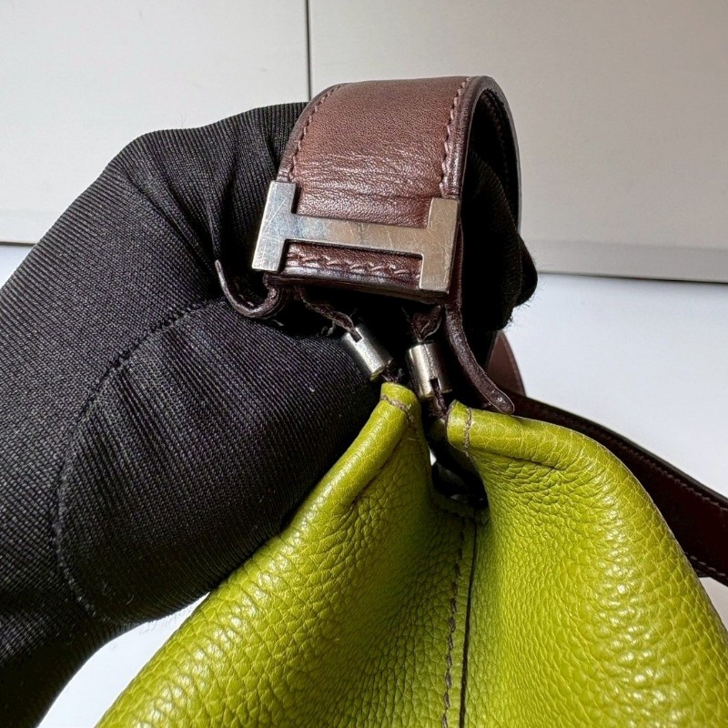 Hermes 咖把綠皮肩側包-4