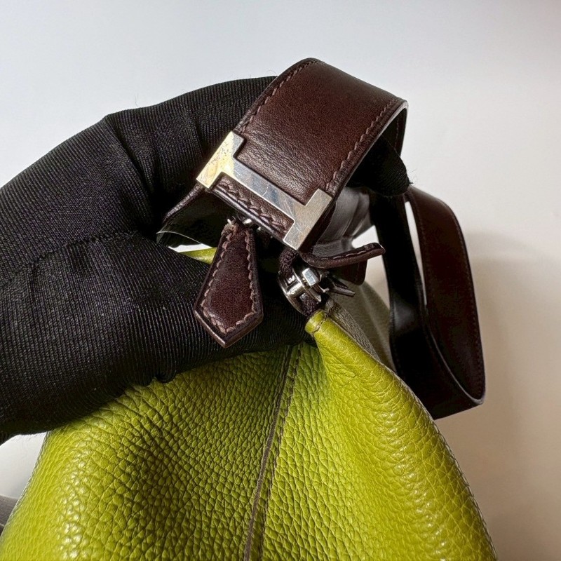 Hermes 咖把綠皮肩側包-5