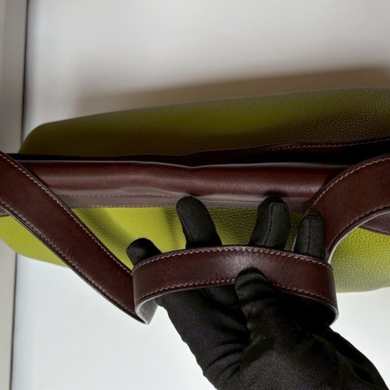 Hermes 咖把綠皮肩側包-6