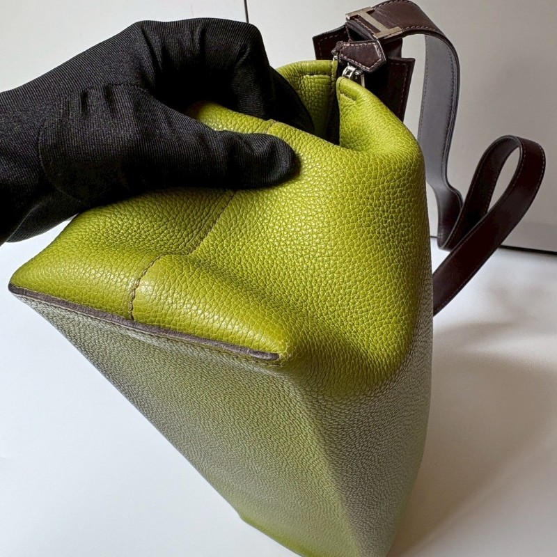Hermes 咖把綠皮肩側包-12