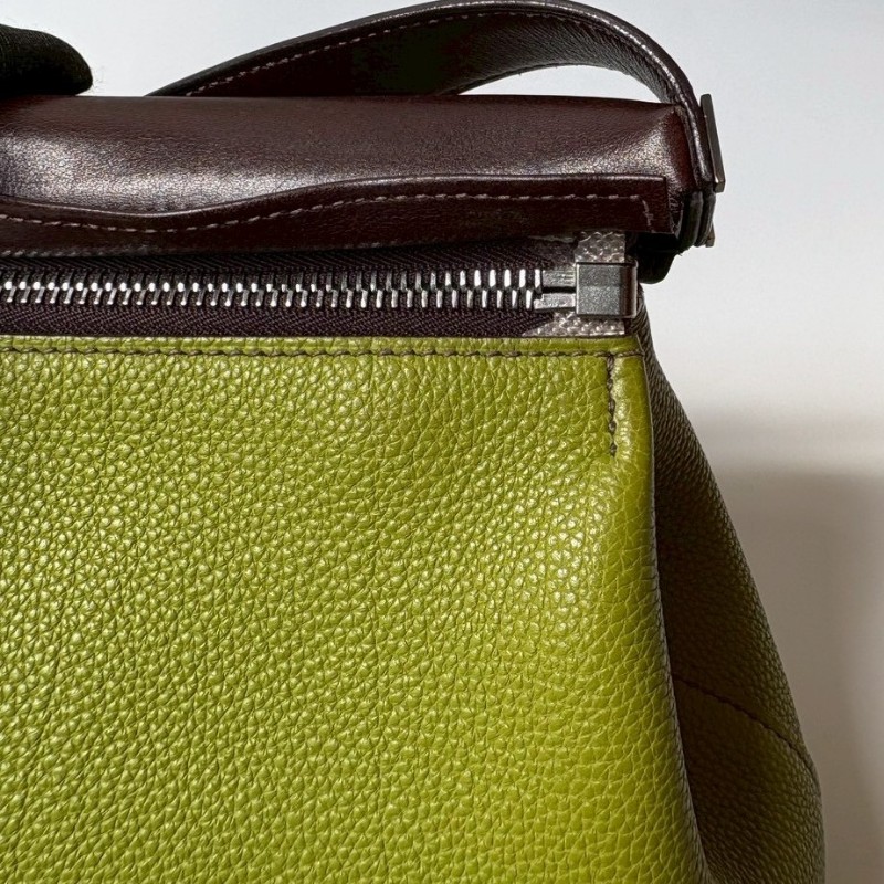 Hermes 咖把綠皮肩側包-16
