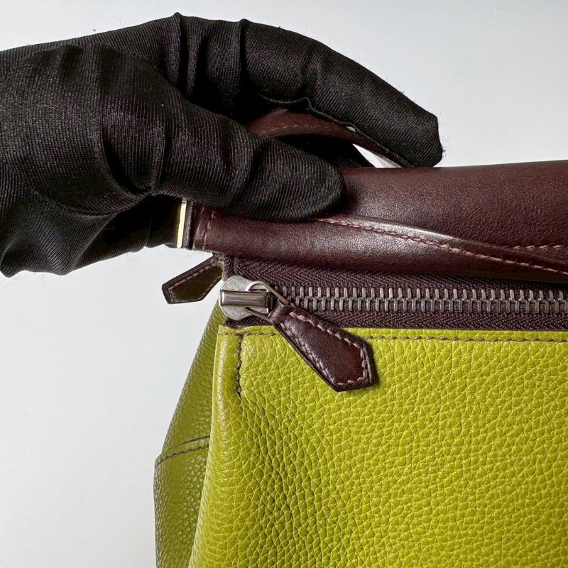 Hermes 咖把綠皮肩側包-17