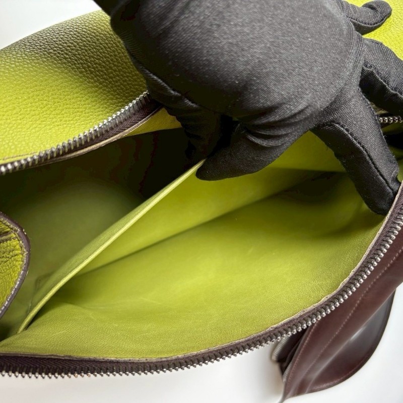 Hermes 咖把綠皮肩側包-18