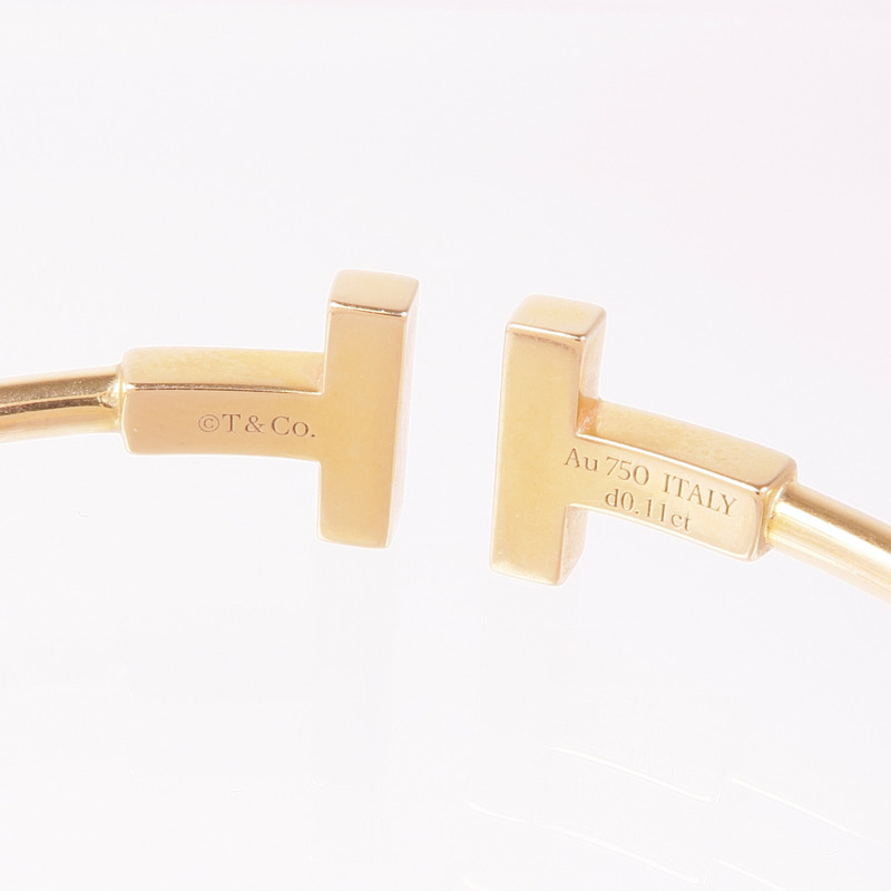 TIFFANY＆CO 18K玫瑰金/鑽石/縞瑪瑙T Wire手鐲-5