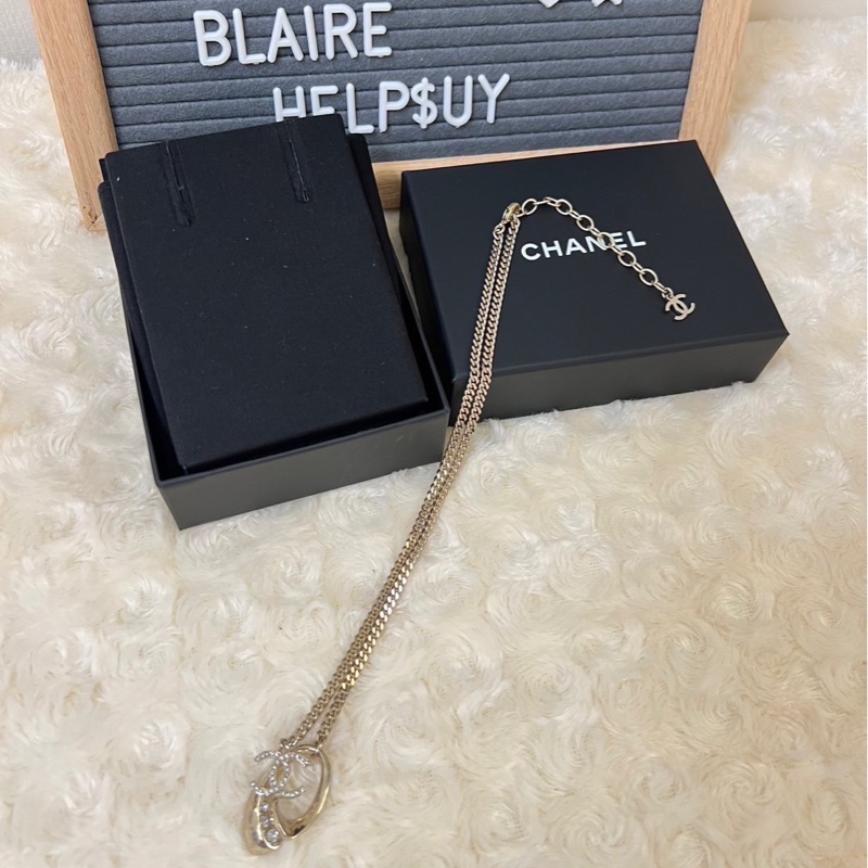 全新/全配 Chanel 香奈兒🔥項鍊 不規則雙橢圓水鑽雙C logo項鍊 大小3cm*2cm左右墜飾 簡約好搭配-1