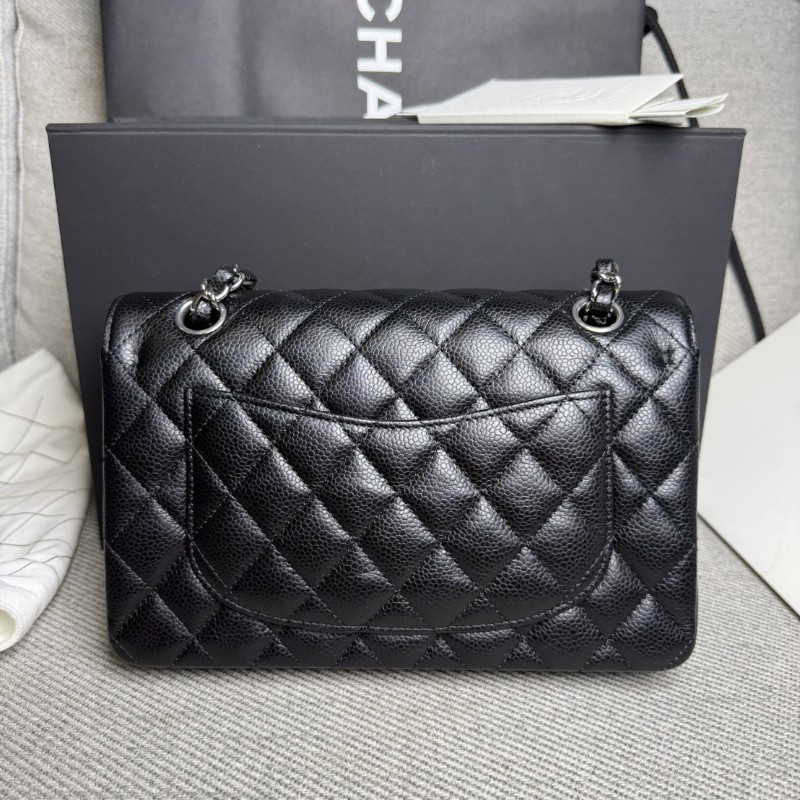 香奈兒cf23 黑色荔枝皮*銀鏈芯片款-6