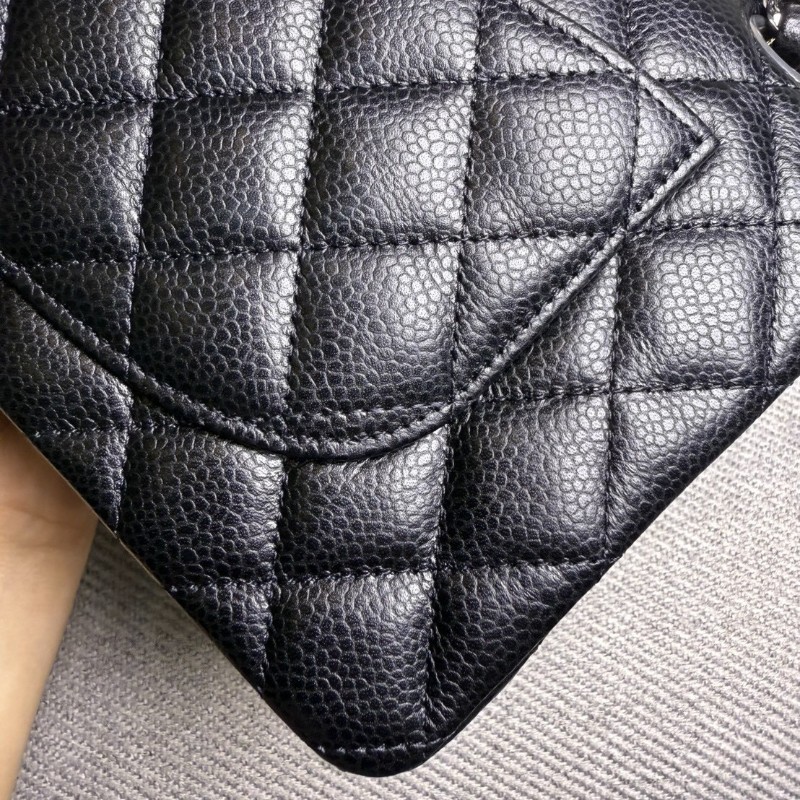 香奈兒cf23 黑色荔枝皮*銀鏈芯片款-7