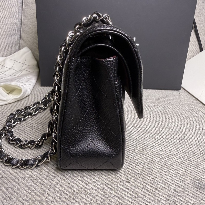 香奈兒cf23 黑色荔枝皮*銀鏈芯片款-10