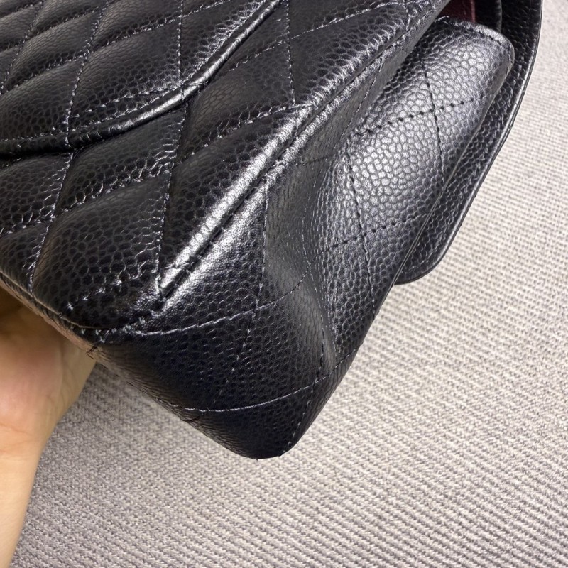 香奈兒cf23 黑色荔枝皮*銀鏈芯片款-13