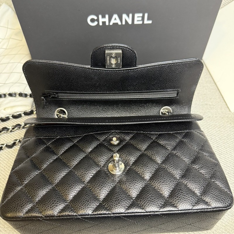 香奈兒cf23 黑色荔枝皮*銀鏈芯片款-20