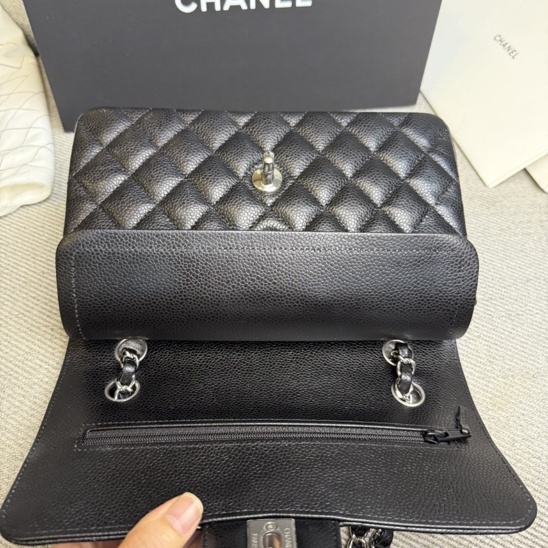 香奈兒cf23 黑色荔枝皮*銀鏈芯片款-21
