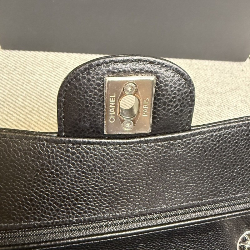 香奈兒cf23 黑色荔枝皮*銀鏈芯片款-23