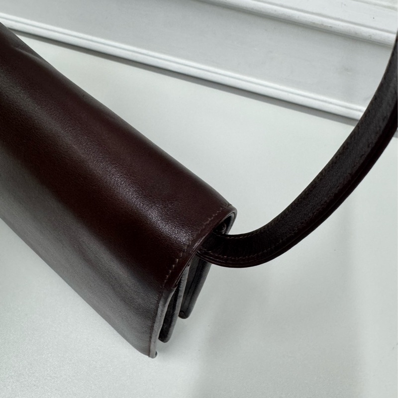 Celine 凱旋門風琴包 側背包 斜背包 紅棕色 真皮-19
