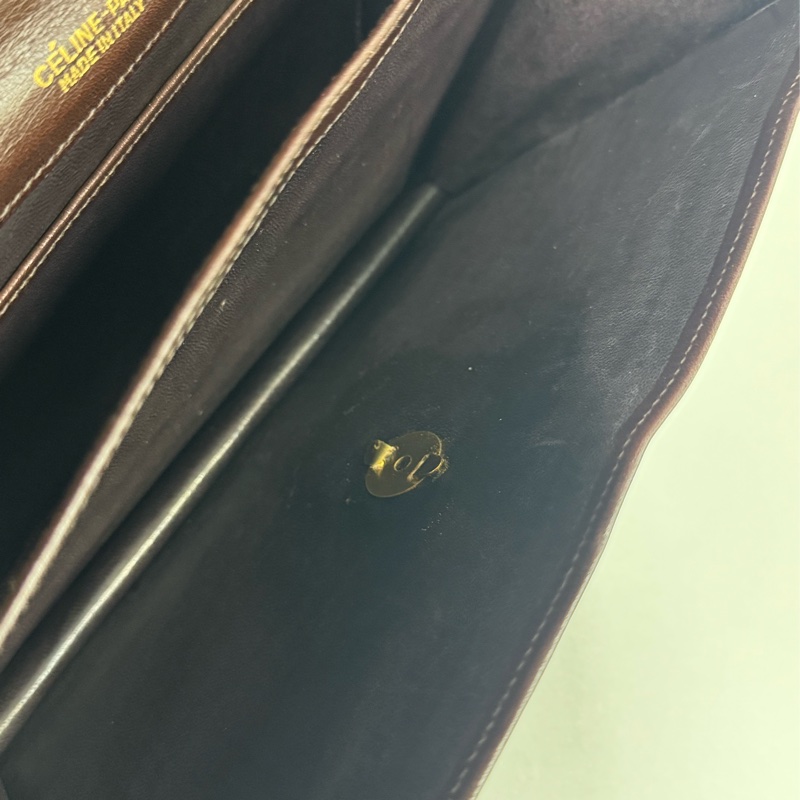 Celine 凱旋門風琴包 側背包 斜背包 紅棕色 真皮-28
