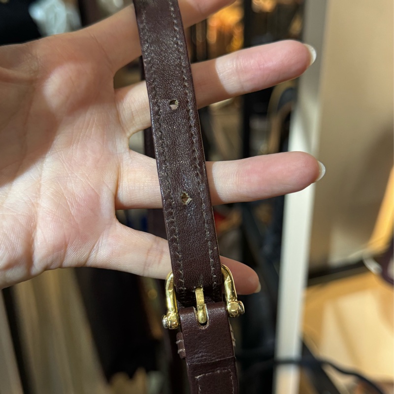 Celine 凱旋門風琴包 側背包 斜背包 紅棕色 真皮-27