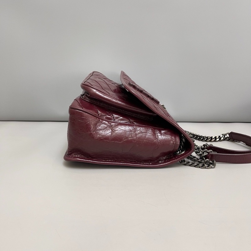 Saint Laurent YSL Niki中號 酒紅色全皮郵差包-5