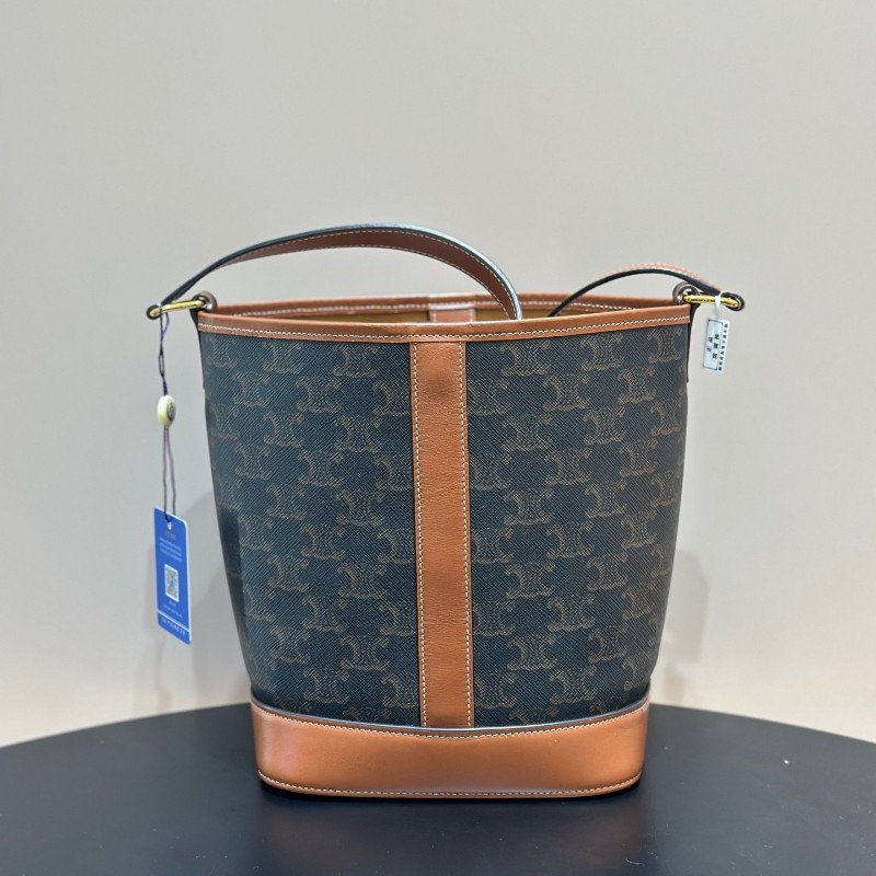 Celine Cabas 老花小號水桶包凱旋門肩背包-0
