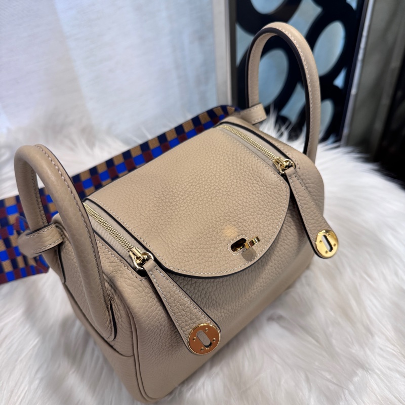 Hermes Mini Lindy 風衣灰TC皮金釦 近全新-7