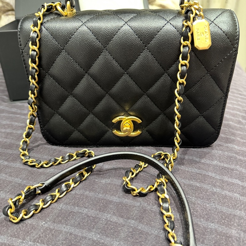 降價！！（閒置出清）香奈兒Chanel 23B方胖+風琴+魚子醬牛皮+金鍊+手提，集所有優點的小香包，適合第一次入手的人-7