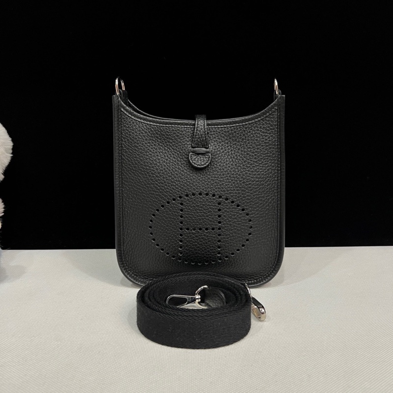 HERMES愛馬仕mini evelyne 黑色 銀扣-1