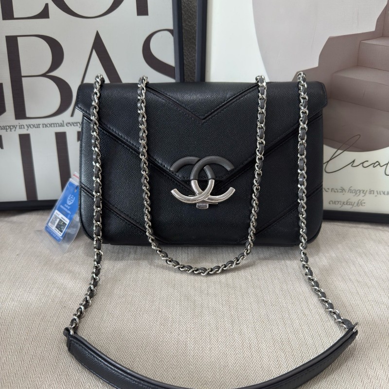 Chanel/香奈兒 CF古巴系列 黑色鏈條包肩背包-0