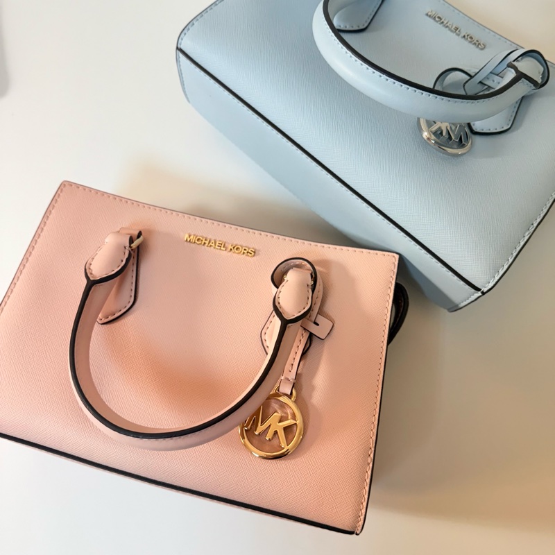 ✔ MICHAEL KORS MK SHEILA 防刮三層手提/斜背兩用包 — 小款/胭脂粉-5