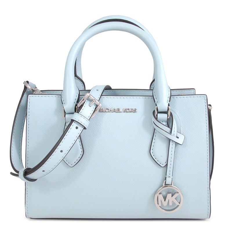 ✔ MICHAEL KORS Sheila 銀字圓標Logo防刮三層提肩兩用包(威尼斯藍) 小款-0
