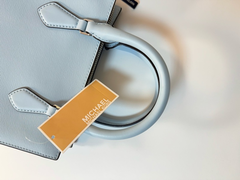 ✔ MICHAEL KORS Sheila 銀字圓標Logo防刮三層提肩兩用包(威尼斯藍) 小款-9